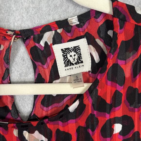 Anne Klein Blouse Small Leopard Sheer Layered Flowy Metallic Maximalist Twee - Picture 5 of 13